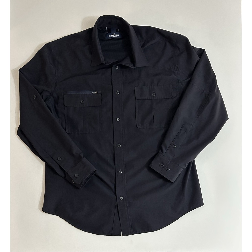 The Outfitters Ridge Men's Ripstop Utility Work Shirt Size L Navy Long Sleeve